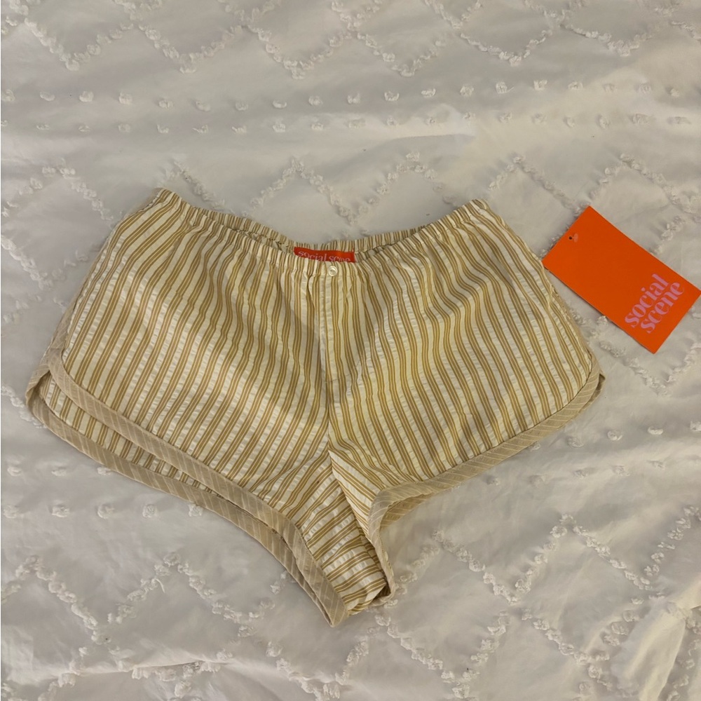 Striped yellow and White Pajama Shorts